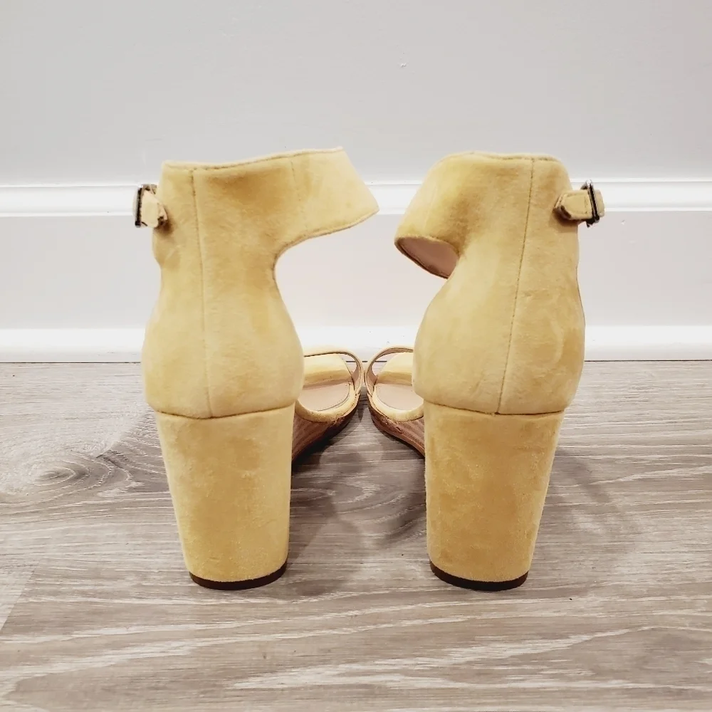 NEW Linea Paolo Elodie Wedge Yellow Suede Sandal